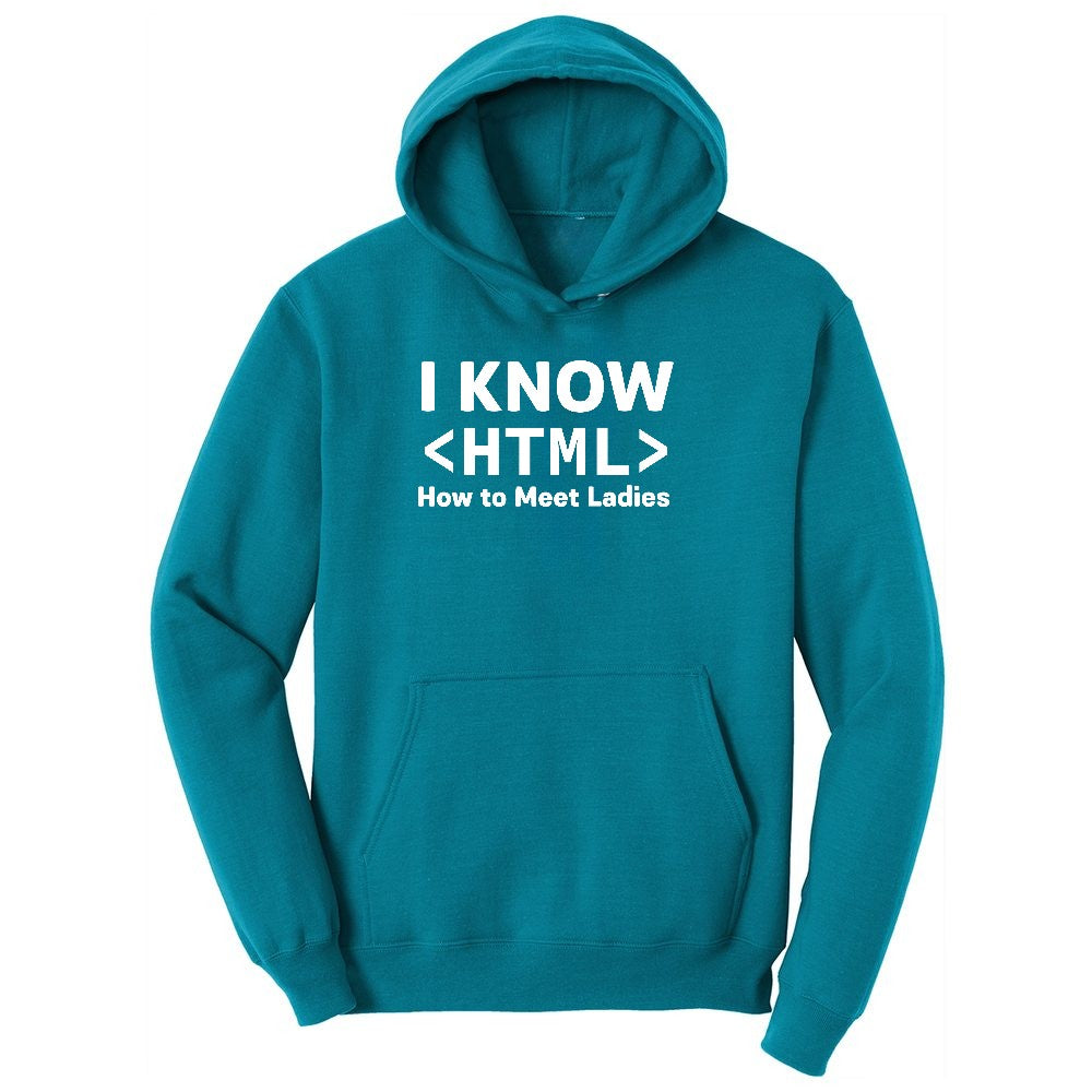 I Know HTML How to Meet Ladies Youth Hoodie - Teal