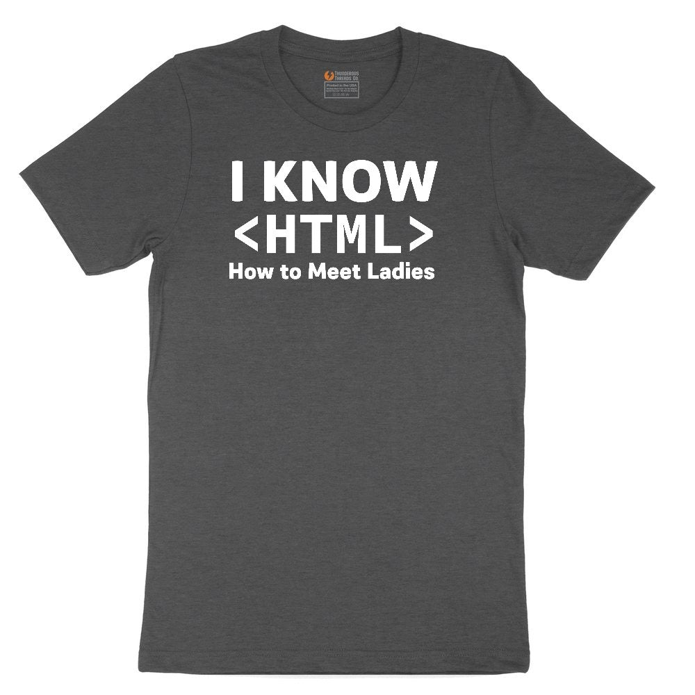 I Know HTML How to Meet Ladies Youth Short Sleeve Tee - Dark Heather Grey