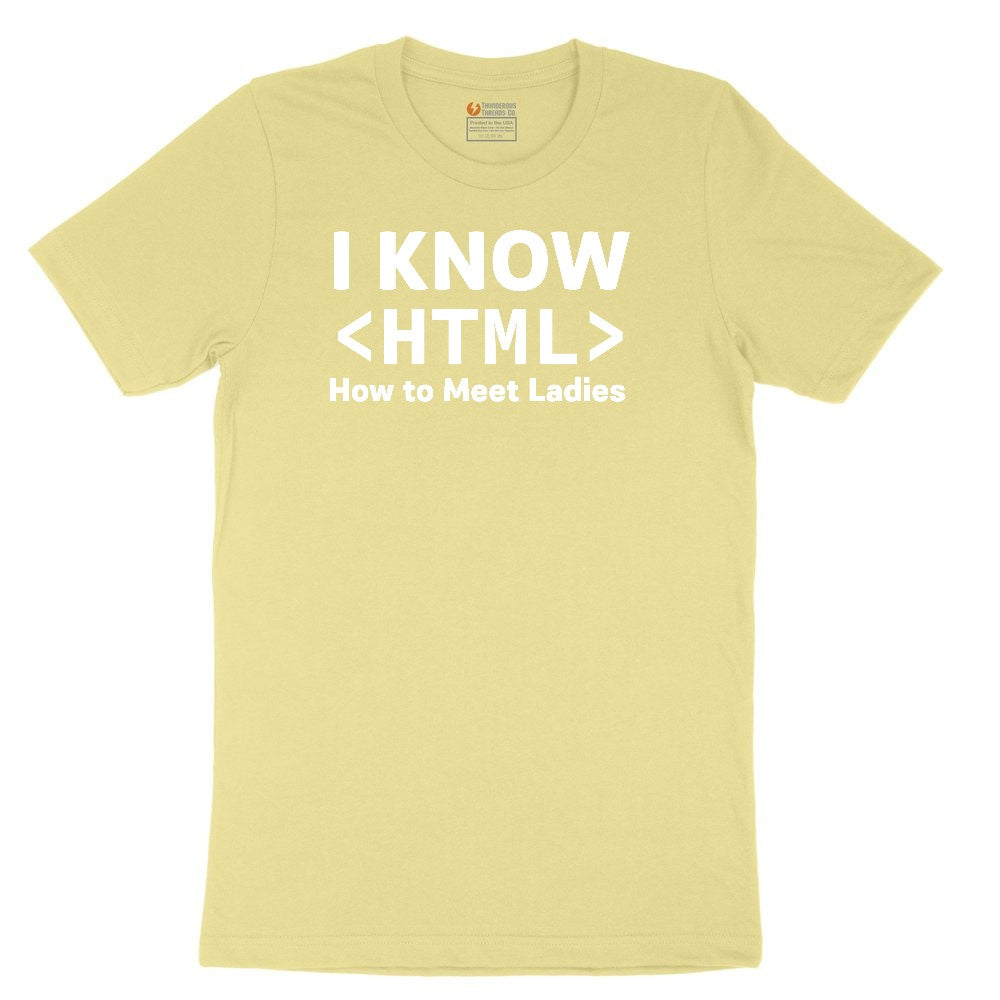 I Know HTML How to Meet Ladies Youth Short Sleeve Tee - Yellow