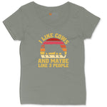 I Like Cows and Maybe Like 3 People Ladies Curvy Tee - Bamboo Blackout