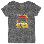 I Like Cows and Maybe Like 3 People Ladies Curvy Tee - Black Leopard