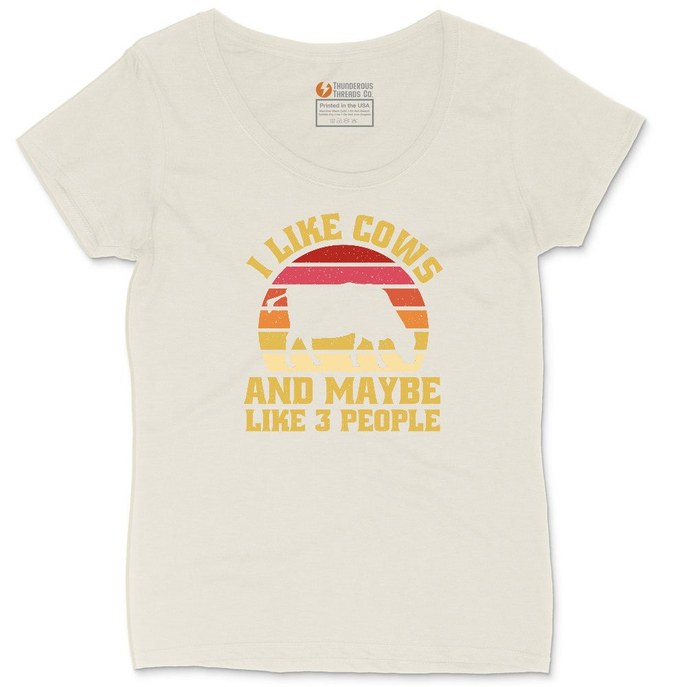 I Like Cows and Maybe Like 3 People Ladies Curvy Tee - Natural Heather