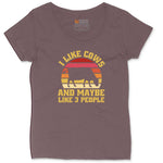 I Like Cows and Maybe Like 3 People Ladies Curvy Tee - Sangria Blackout