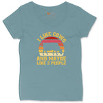 I Like Cows and Maybe Like 3 People Ladies Curvy Tee - Surf Blackout
