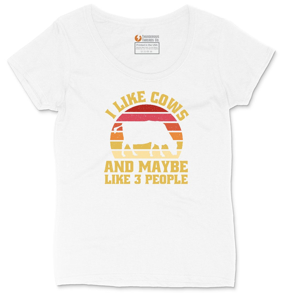 I Like Cows and Maybe Like 3 People Ladies Curvy Tee - White