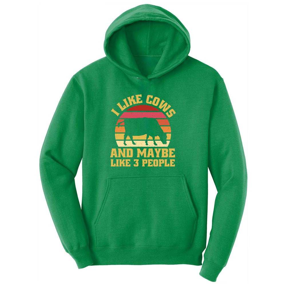 I Like Cows and Maybe Like 3 People Ladies Hoodie - Kelly Green