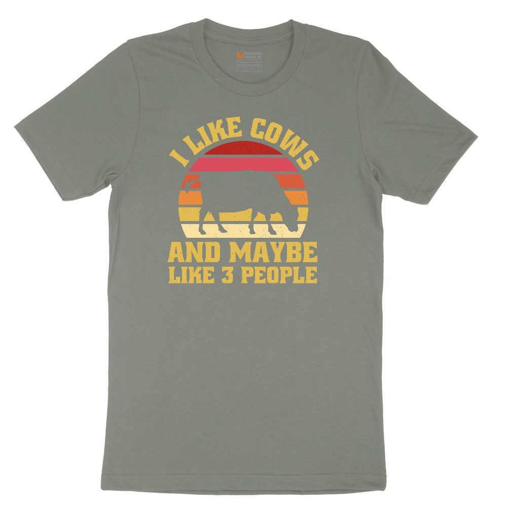 I Like Cows and Maybe Like 3 People Ladies Short Sleeve Tee - Bamboo Blackout