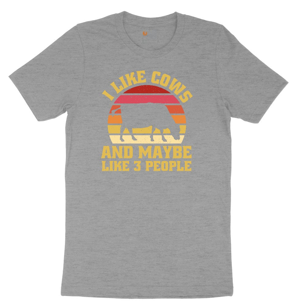 I Like Cows and Maybe Like 3 People Ladies Short Sleeve Tee - Granite Heather