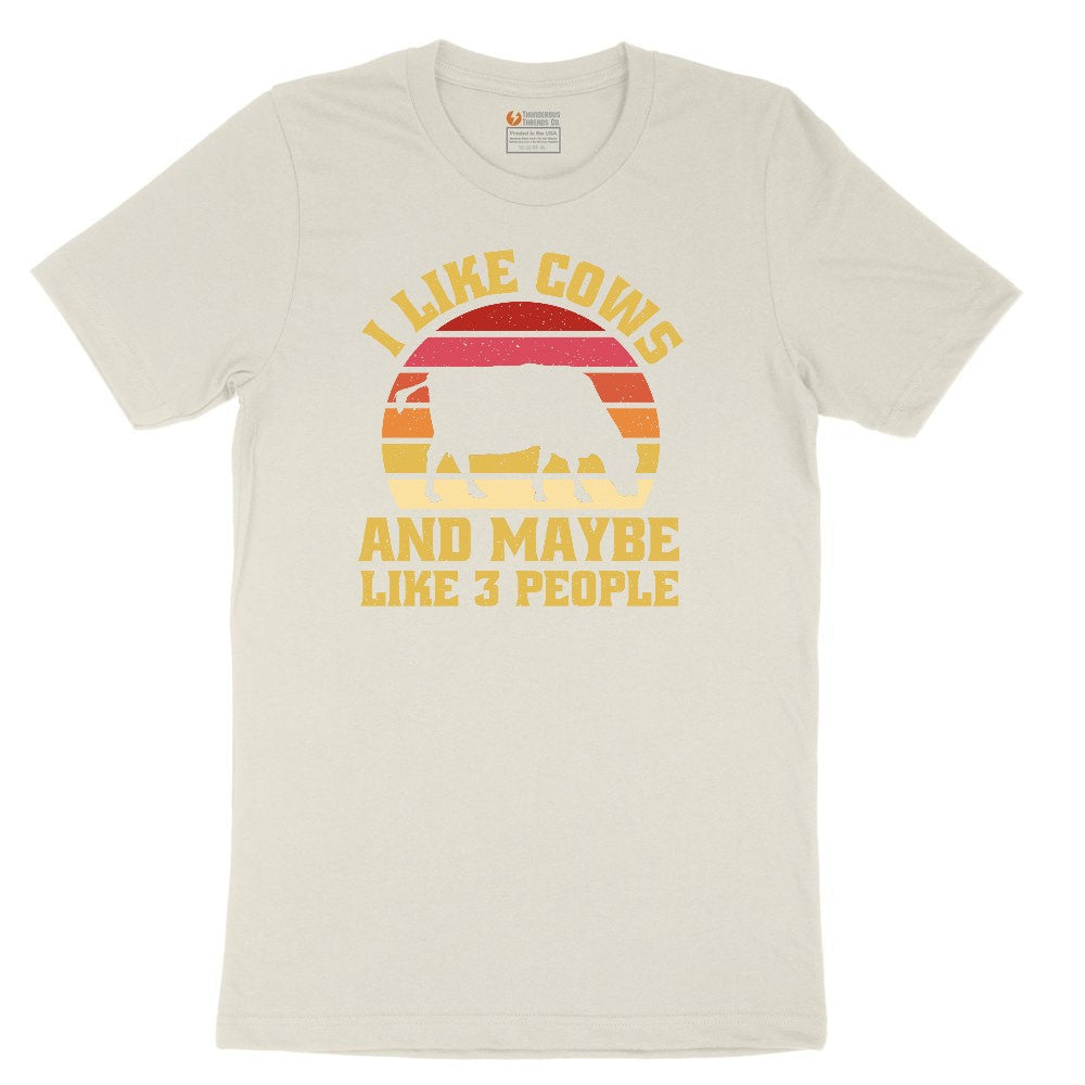 I Like Cows and Maybe Like 3 People Ladies Short Sleeve Tee - Natural Heather