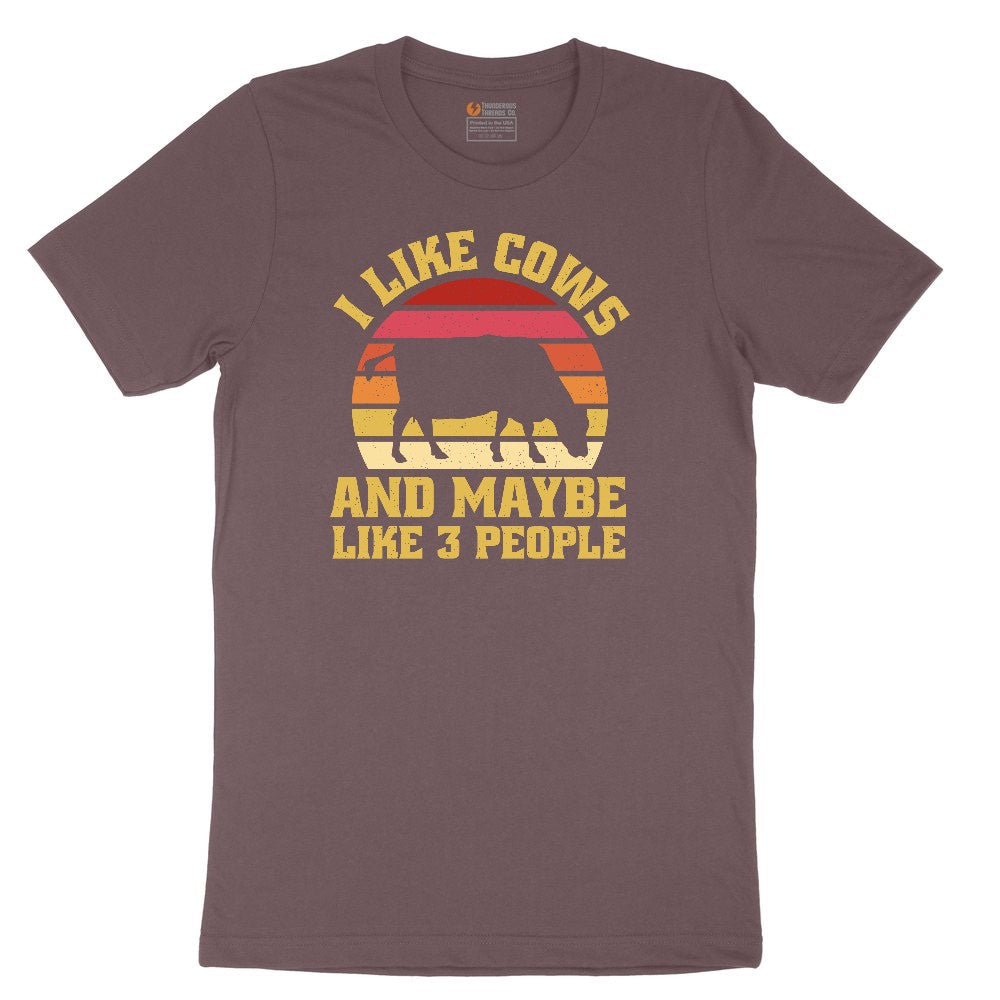 I Like Cows and Maybe Like 3 People Ladies Short Sleeve Tee - Sangria Blackout
