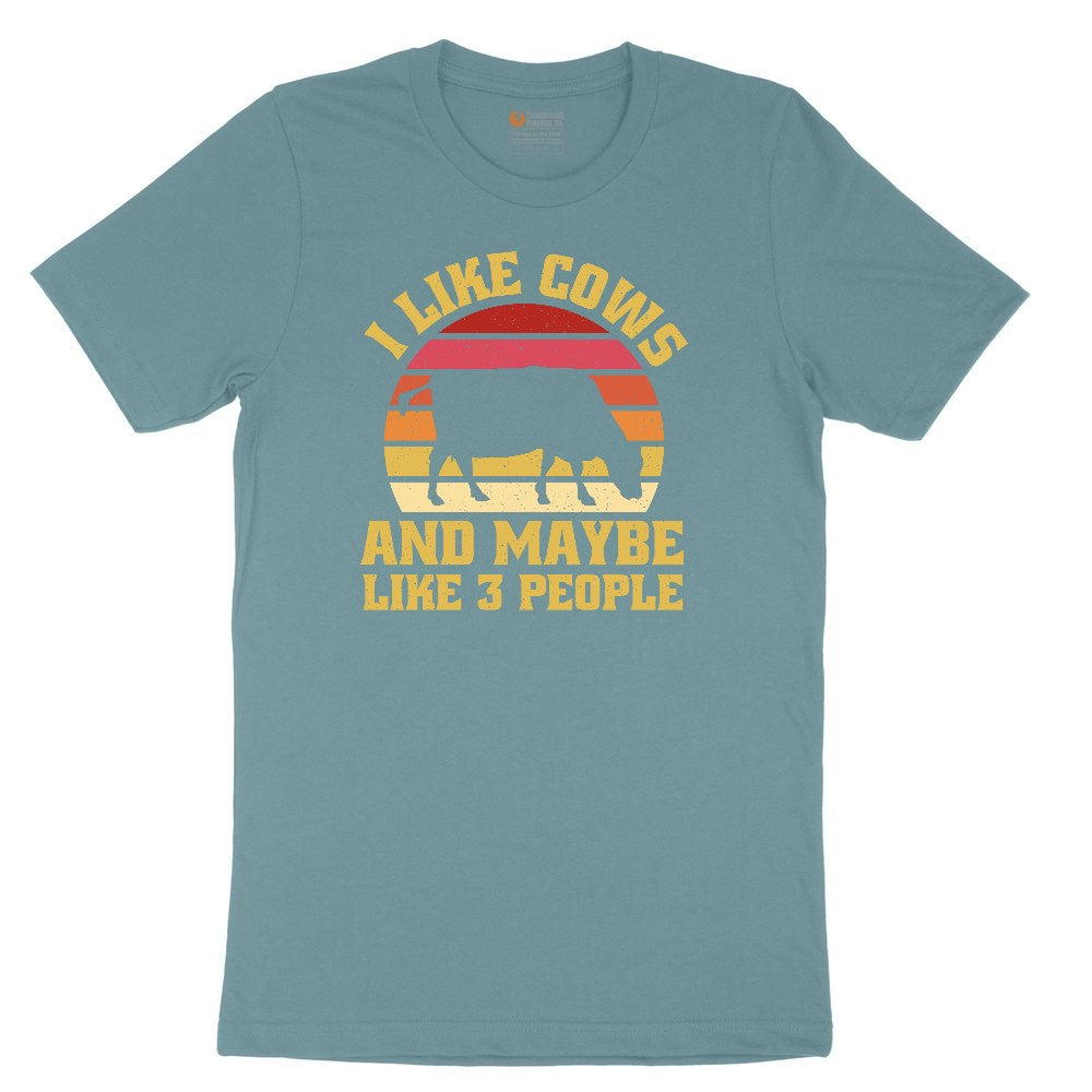 I Like Cows and Maybe Like 3 People Ladies Short Sleeve Tee - Surf Blackout