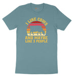 I Like Cows and Maybe Like 3 People Ladies Short Sleeve Tee - Surf Blackout