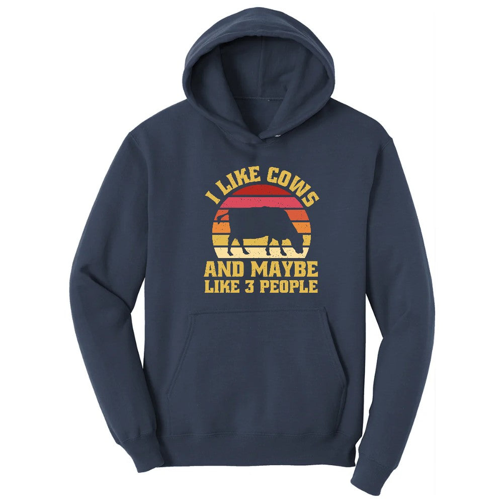 I Like Cows and Maybe Like 3 People Hoodie - Navy