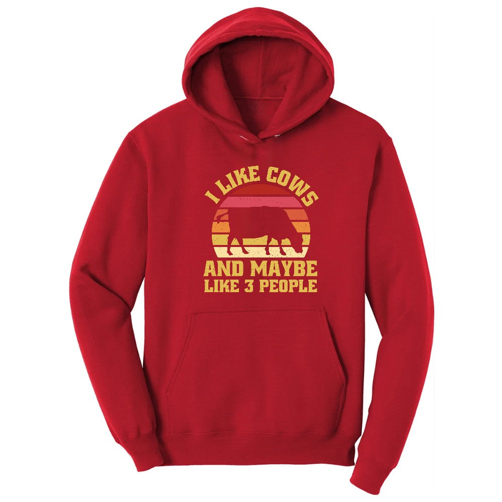 I Like Cows and Maybe Like 3 People Hoodie - Red