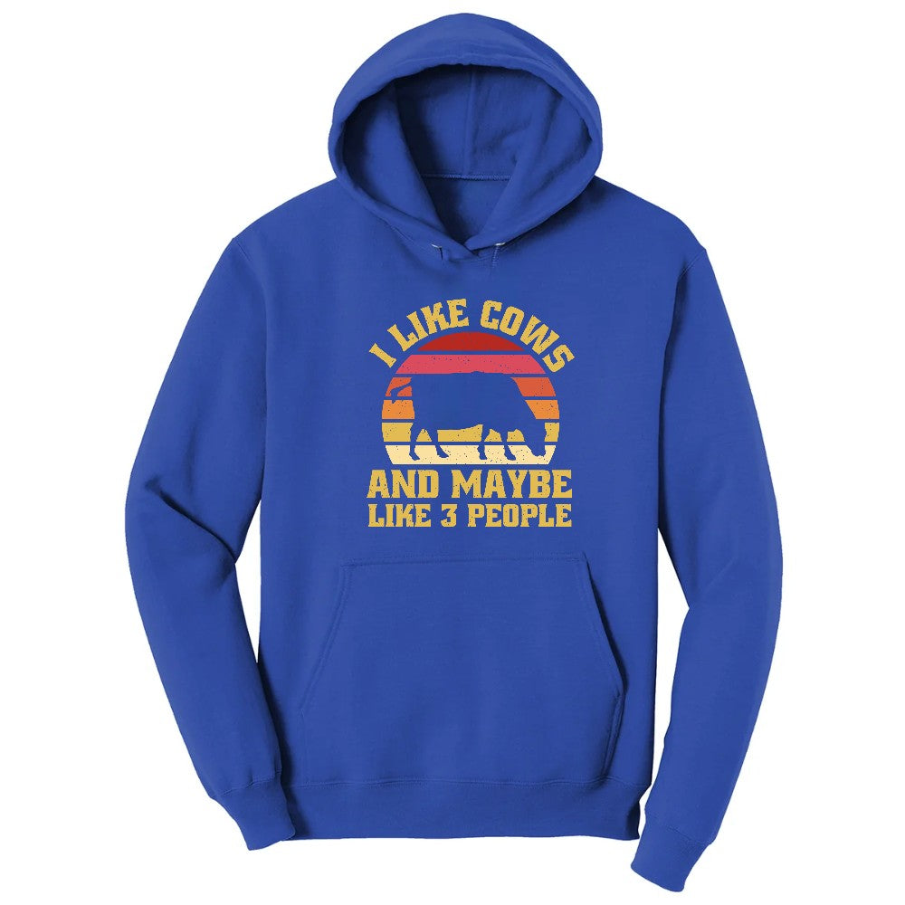I Like Cows and Maybe Like 3 People Hoodie - True Royal