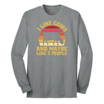 I Like Cows and Maybe Like 3 People Long Sleeve Tee - Athletic Grey
