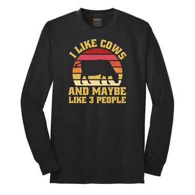 I Like Cows and Maybe Like 3 People Long Sleeve Tee - Jet Black