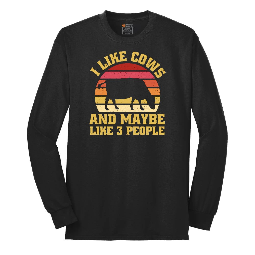 I Like Cows and Maybe Like 3 People Long Sleeve Tee - Jet Black