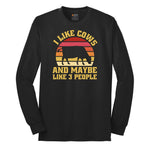I Like Cows and Maybe Like 3 People Long Sleeve Tee - Jet Black