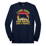 I Like Cows and Maybe Like 3 People Long Sleeve Tee - Navy
