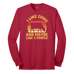 I Like Cows and Maybe Like 3 People Long Sleeve Tee - Red