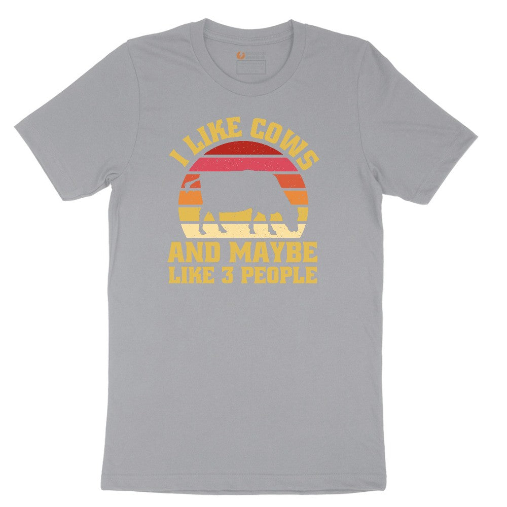 I Like Cows and Maybe Like 3 People Short Sleeve Tee - Athletic Heather Grey