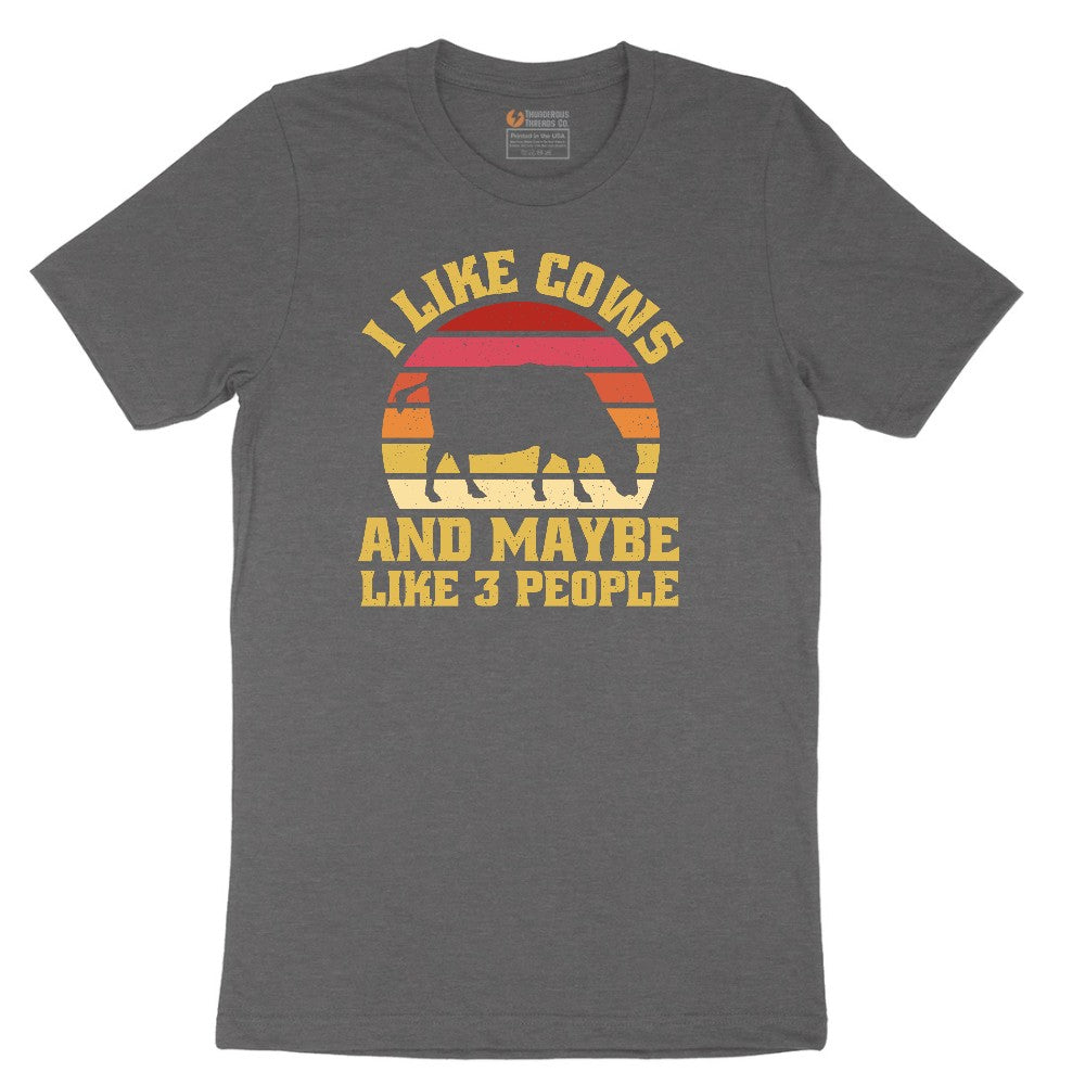 I Like Cows and Maybe Like 3 People Short Sleeve Tee - Dark Heather Grey