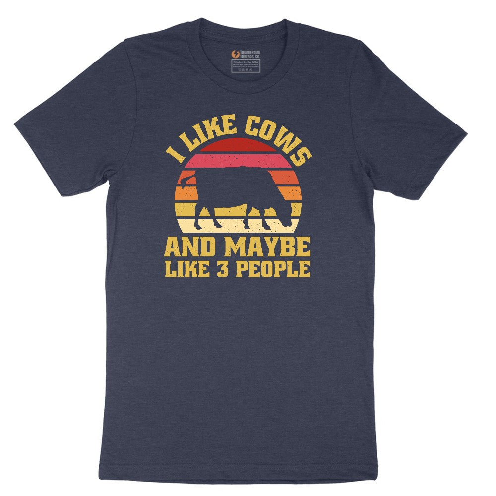 I Like Cows and Maybe Like 3 People Short Sleeve Tee - Heather Navy