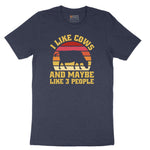 I Like Cows and Maybe Like 3 People Short Sleeve Tee - Heather Navy