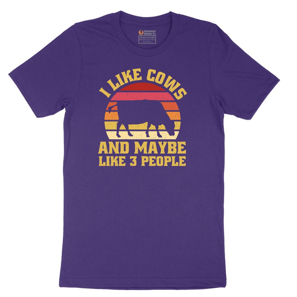 I Like Cows and Maybe Like 3 People Short Sleeve Tee - Team Purple