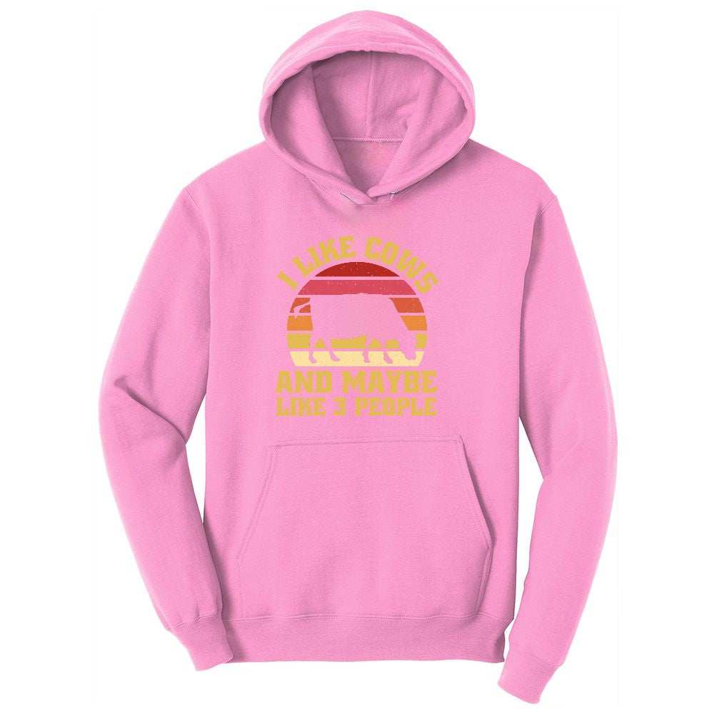 I Like Cows and Maybe Like 3 People Youth Hoodie - Candy Pink
