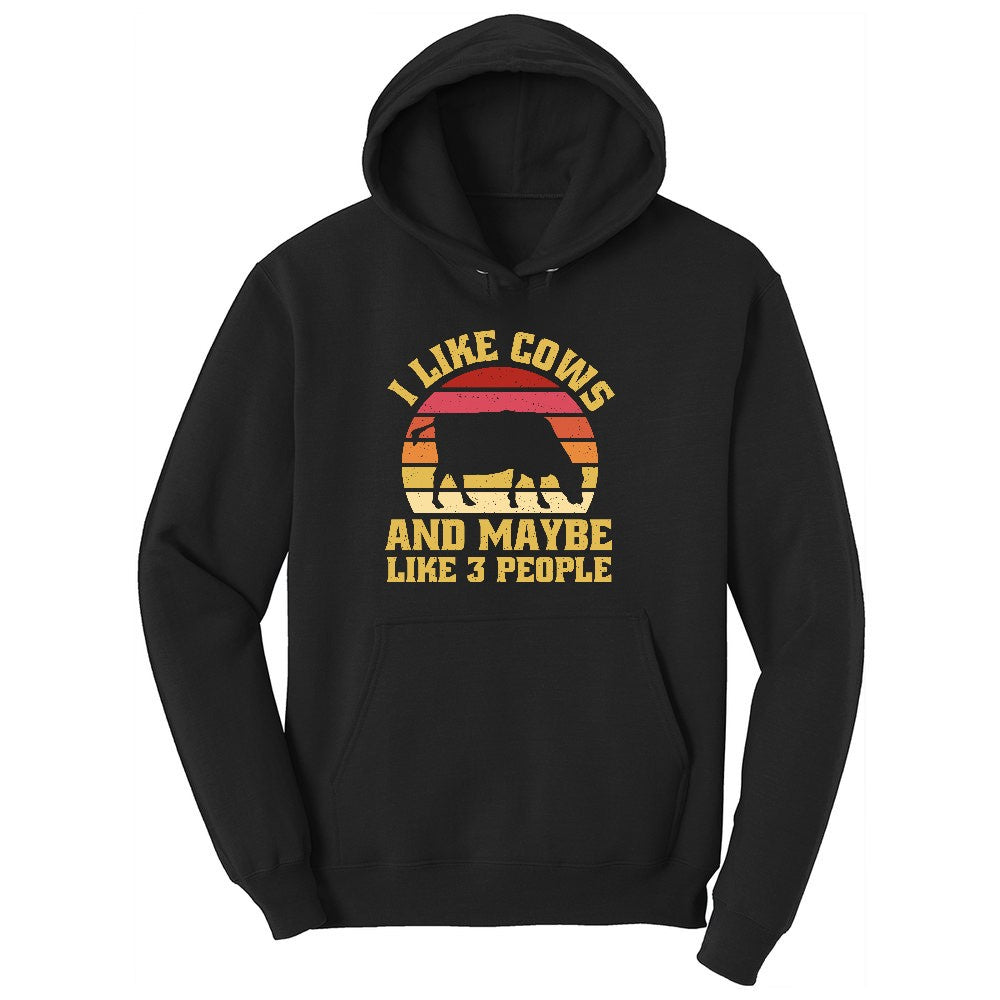 I Like Cows and Maybe Like 3 People Youth Hoodie - Jet Black