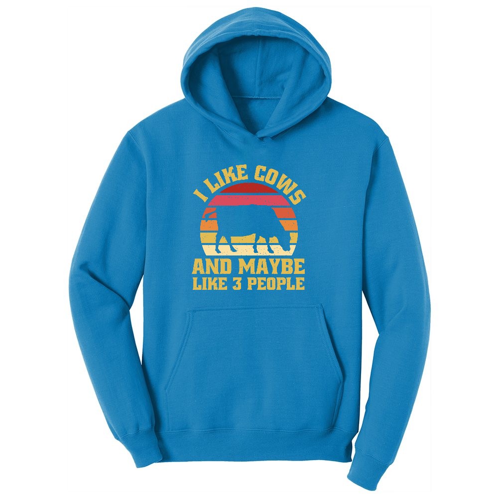 I Like Cows and Maybe Like 3 People Youth Hoodie - Sapphire