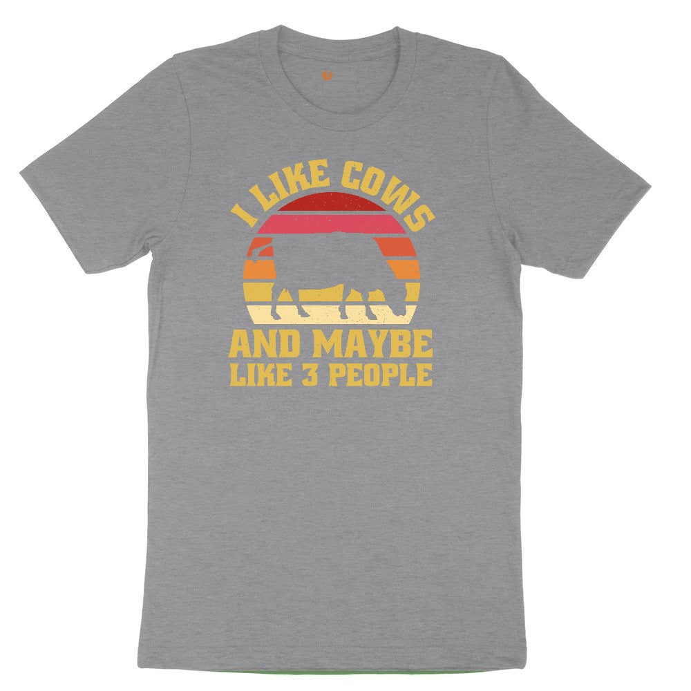 I Like Cows and Maybe Like 3 People Youth Short Sleeve Tee - Athletic Heather