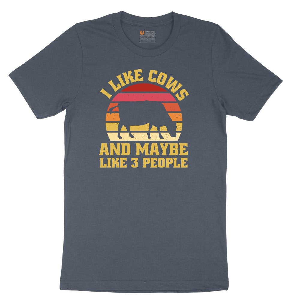 I Like Cows and Maybe Like 3 People Youth Short Sleeve Tee - Heather Navy