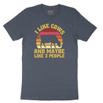 I Like Cows and Maybe Like 3 People Youth Short Sleeve Tee - Heather Navy