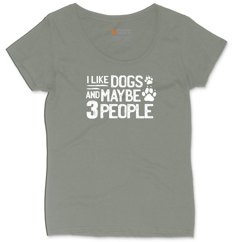 I Like Dogs and Maybe Three People Ladies Curvy Tee - Bamboo Blackout