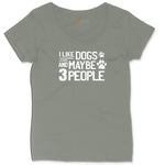 I Like Dogs and Maybe Three People Ladies Curvy Tee - Bamboo Blackout