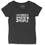 I Like Dogs and Maybe Three People Ladies Curvy Tee - Black