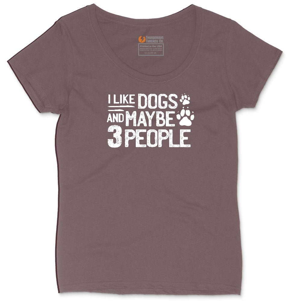 I Like Dogs and Maybe Three People Ladies Curvy Tee - Sangria Blackout