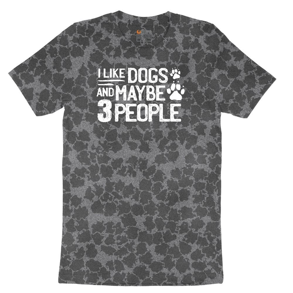 I Like Dogs and Maybe Three People Ladies Short Sleeve Tee - Black Leopard