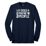 I Like Dogs and Maybe Three People Long Sleeve Tee - Navy