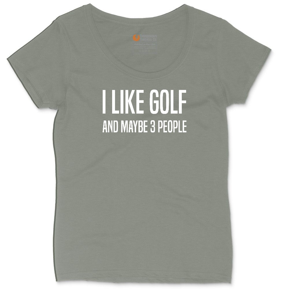 I Like Golf and Maybe 3 People Ladies Curvy Tee - Bamboo Blackout