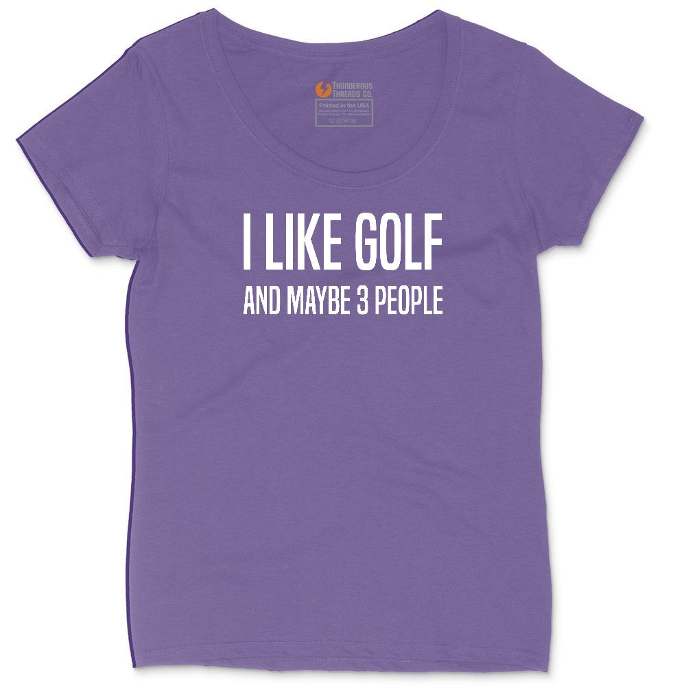 I Like Golf and Maybe 3 People Ladies Curvy Tee - Vintage Purple