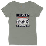 I Like You But if Zombies Chase Us I'm Tripping You Ladies Curvy Tee - Bamboo Blackout
