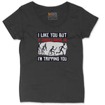 I Like You But if Zombies Chase Us I'm Tripping You Ladies Curvy Tee - Black