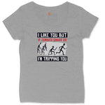 I Like You But if Zombies Chase Us I'm Tripping You Ladies Curvy Tee - Granite Heather
