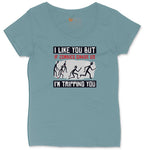 I Like You But if Zombies Chase Us I'm Tripping You Ladies Curvy Tee - Surf Blackout