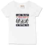 I Like You But if Zombies Chase Us I'm Tripping You Ladies Curvy Tee - White
