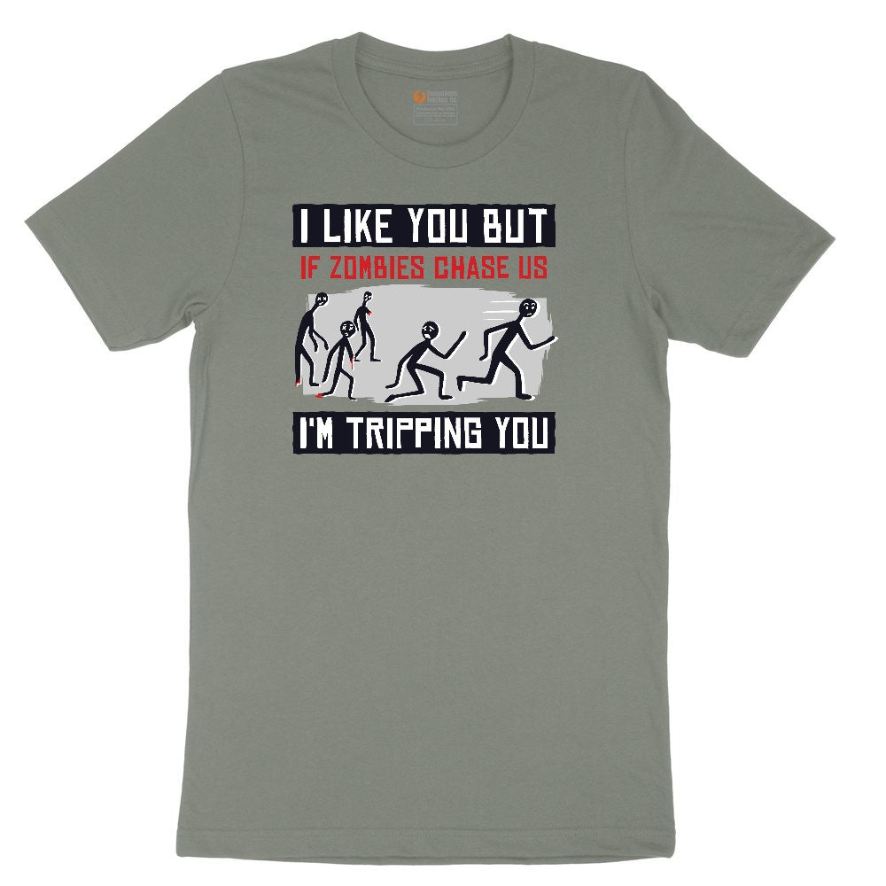 I Like You But if Zombies Chase Us I'm Tripping You Ladies Short Sleeve Tee - Bamboo Blackout